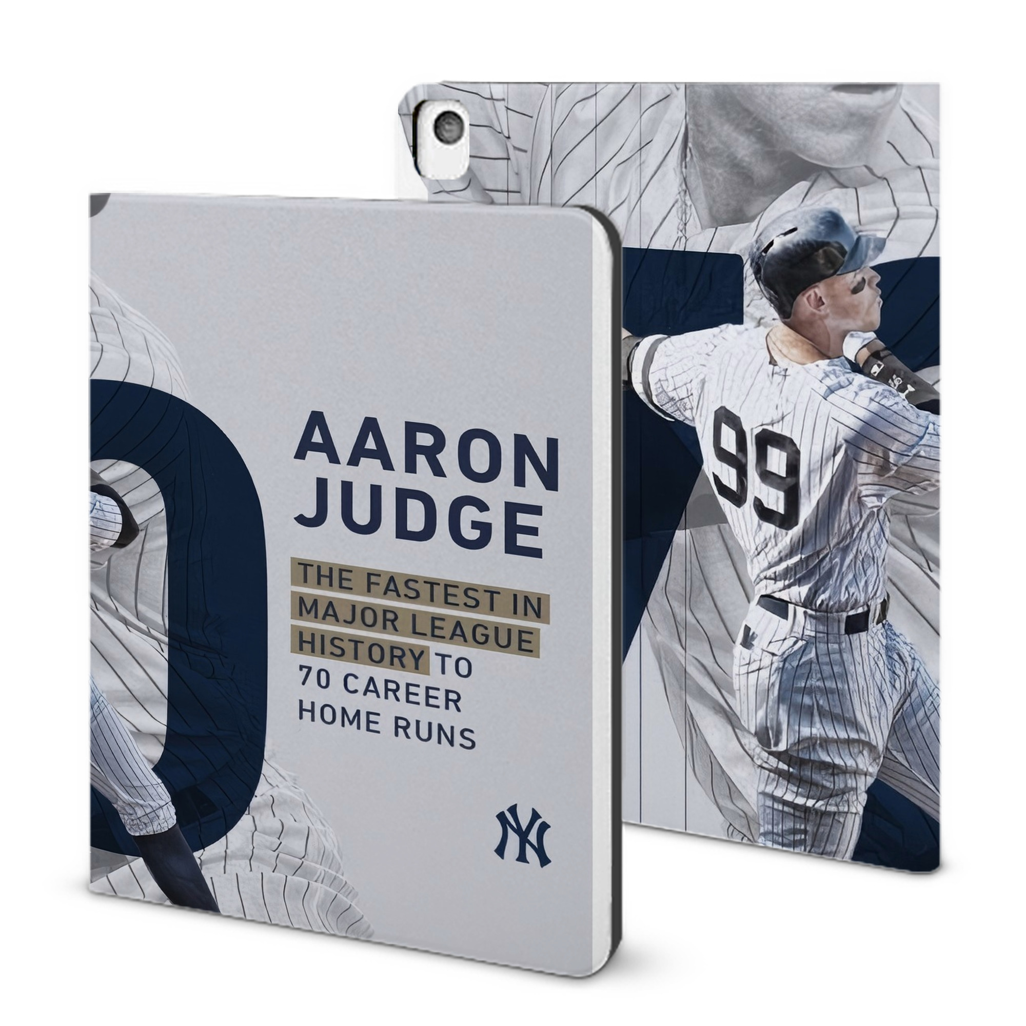 Aaron Judge 70 Home Runs IPad Book-Style Case With Pencil Slot – Slim PU & TPU Cover – Full Protection, Precise Fit, Water & Scratch Resistant